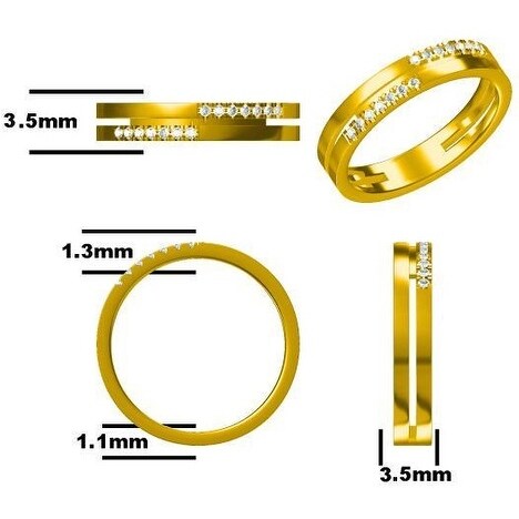 Prism Jewel 0.09CT G-H//SI1 Natural Diamond Light Weight 2-Row Ring