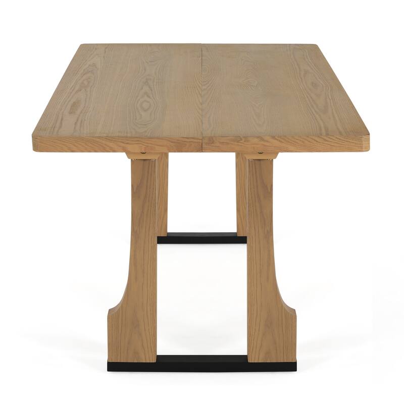 Roomfitters 63" Rectangular Dining Table with Solid Wood Top and Sturdy Double Pedestal Base, Modern Kitchen Table