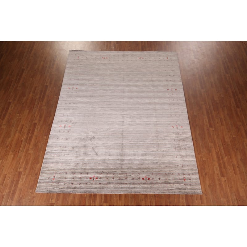 Striped Gabbeh Indian Area Rug Handmade Wool Carpet - 9'0"x 11'8"