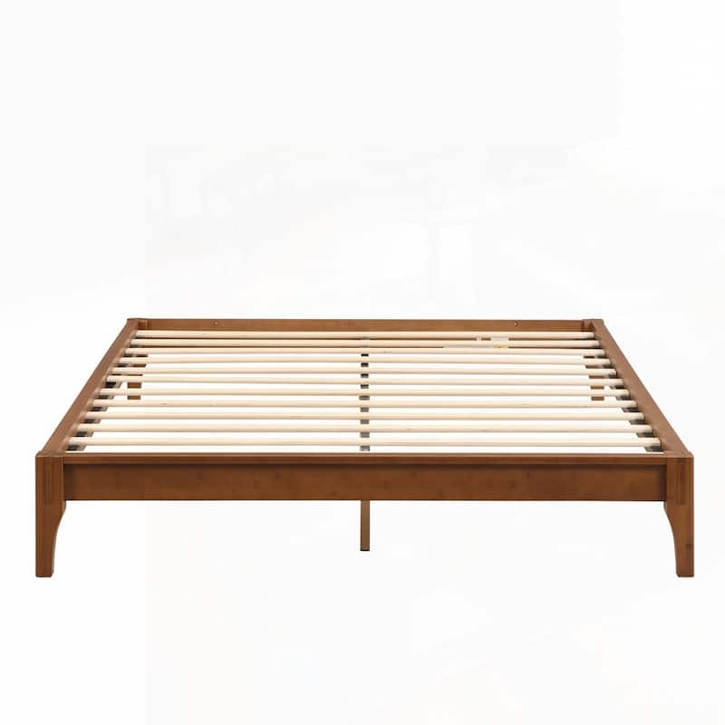 12 Inch Solid Dry Bamboo Wood Platform Bed Framewith Wood Slat Support,