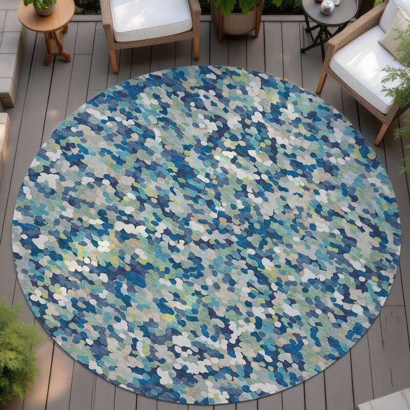Machine Washable Indoor/ Outdoor Contemporary Halia Chantille Rug - Navy - 8' x 8'