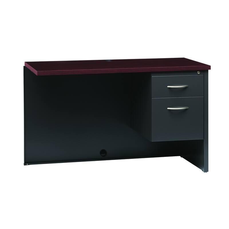 Hirsh 24D x 48W Right Hand Return for Single Pedestal Desk, Charcoal / Mahogany - Grey