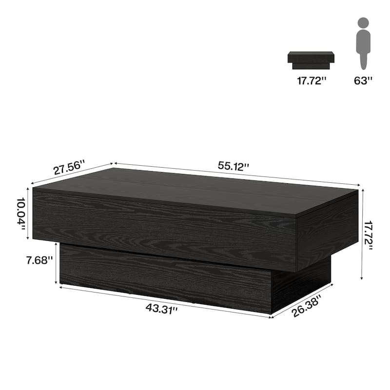 55-Inch Wooden Coffee Tea Center Table for Living Room