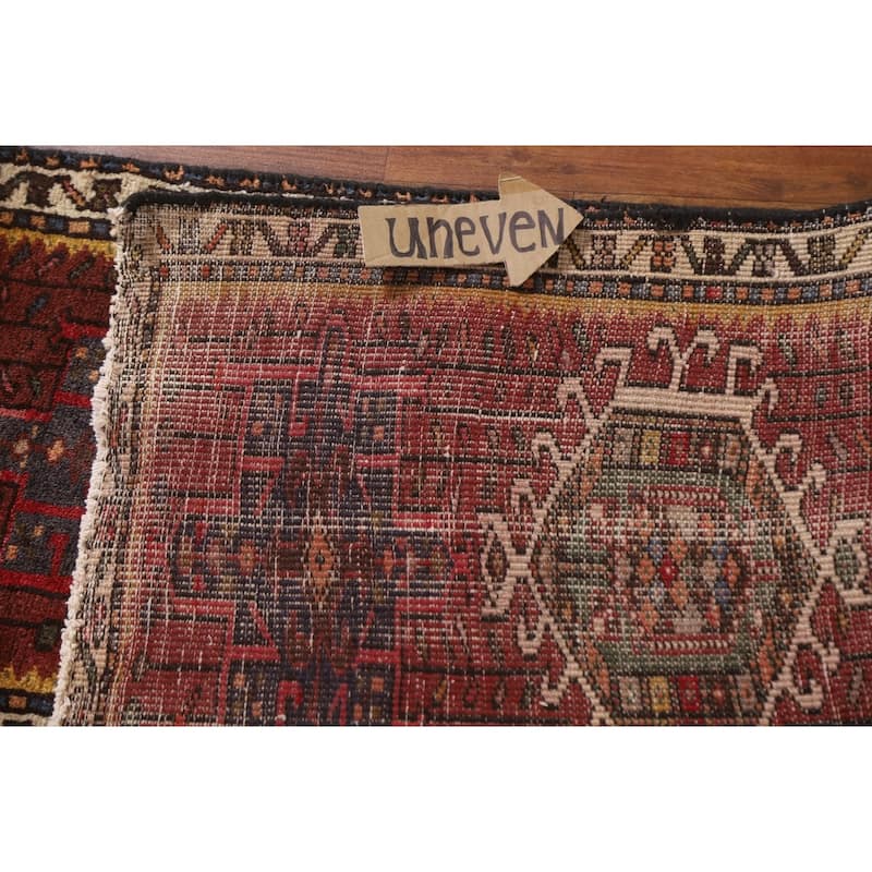 Red Gharajeh Persian Vintage Runner Rug Handmade Wool Carpet - 1'11"x 4'11"