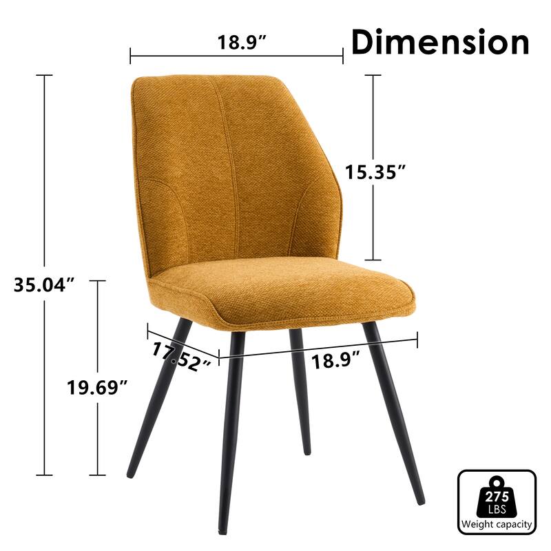 Set of 2 Modern Dining Chairs, Armless Upholstered Side Chairs