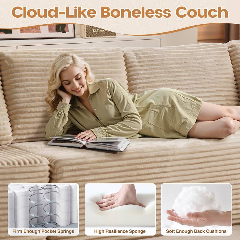 XIZZI Modern Plush Sectional Chaise Sofa Modular Couch with Ottoman