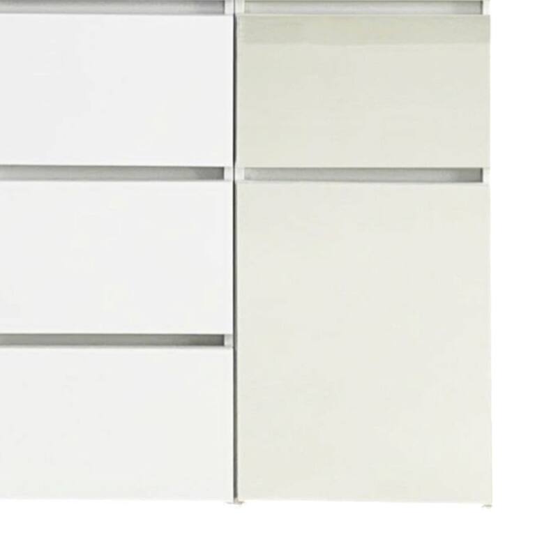 Ely Closet Cabinet Set, Mirrored Front, 7 Drawers, 71 Inch, White Wood