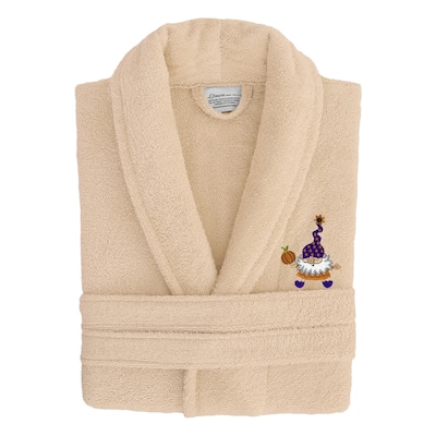 Authentic Hotel and Spa 100% Turkish Cotton Unisex Terry Bath Robe with Halloween Gnomes Embroidery