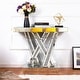 preview thumbnail 4 of 13, Modern Console Table Silver Entryway Table Inlay with Crushed Diamond