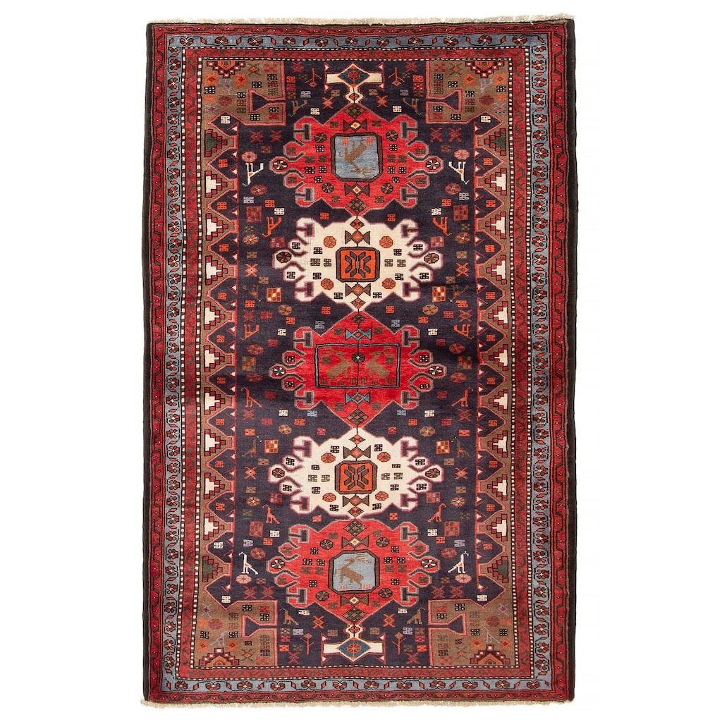 ECARPETGALLERY Hand-knotted Anadol Navy Wool Rug - 4'3 x 6'9