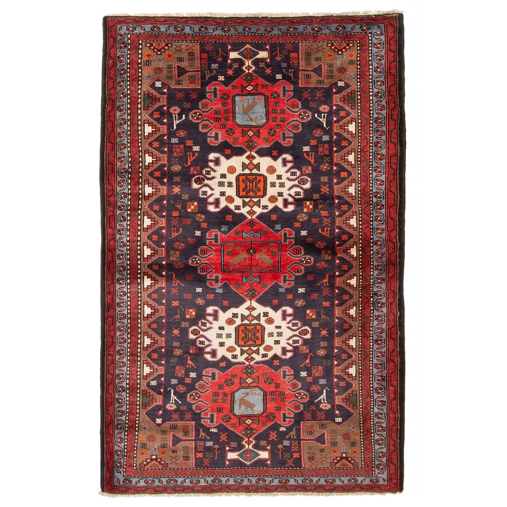 ECARPETGALLERY Hand-knotted Anadol Navy Wool Rug - 4'3 x 6'9