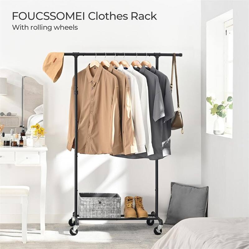 Heavy Duty Clothes Rack, Rolling Garment Rack - 16.5"D x 47"W x 62"H