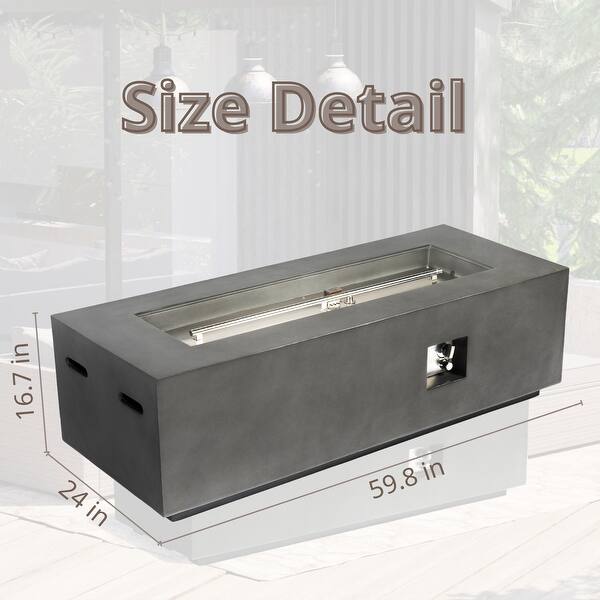 dimension image slide 0 of 2, GDFStudio - 60" Outdoor Magnesium Oxide Fire Pit Table