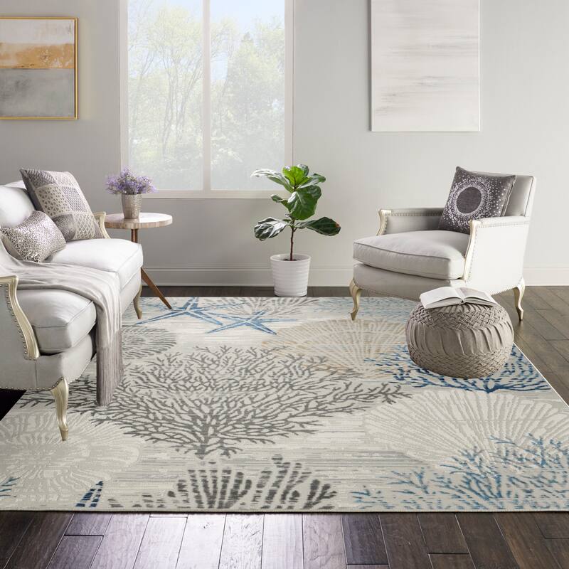Nourison Pompeii Coastal Beach Shells and Coral Area Rug
