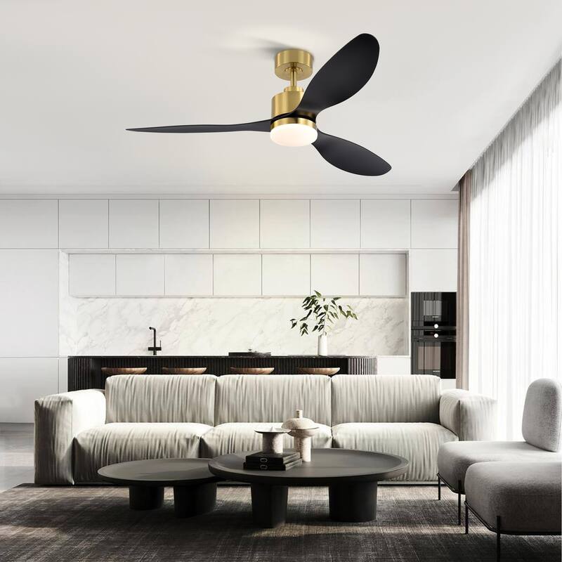 52" 3-Blade Gold Ceiling Fans with LED Light Remote Control - 52 Inch