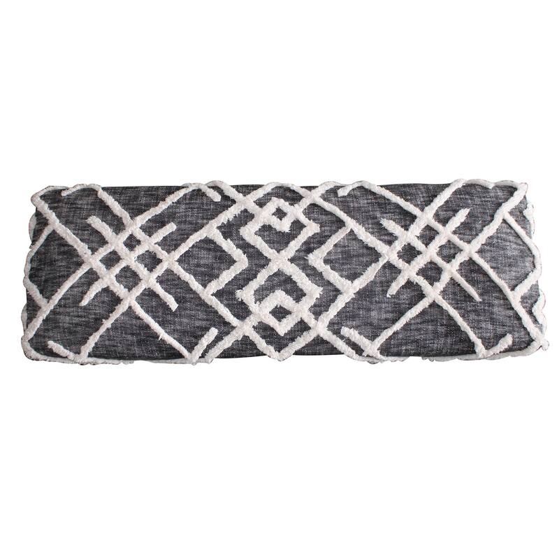 Sevita Tufted Geometric Diamond and Distressed Bench 16"W x 47"L x 18"H - 1'6" x 3'11" x 1'4"