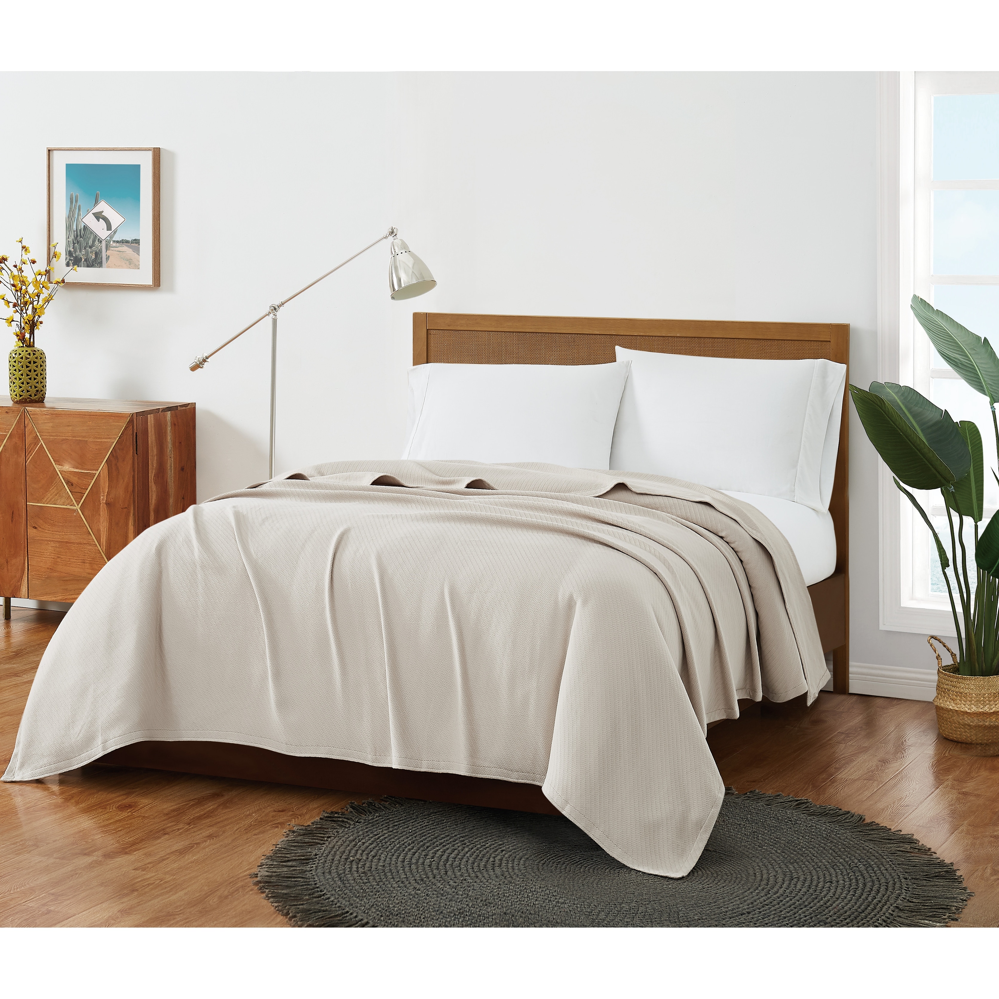 Frye Cotton Woven Blanket Full Queen Blue