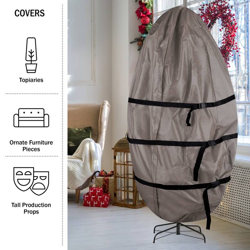 Christmas Tree Storage Bag - Upright Zippered Canvas Cover for 9-Foot Artificial Trees with Buckle Straps by Elf Stor (Gray)
