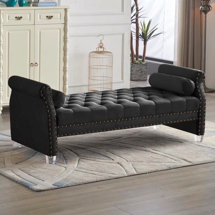 Brittany Flared Arm Upholstered Sofa Bed - Black