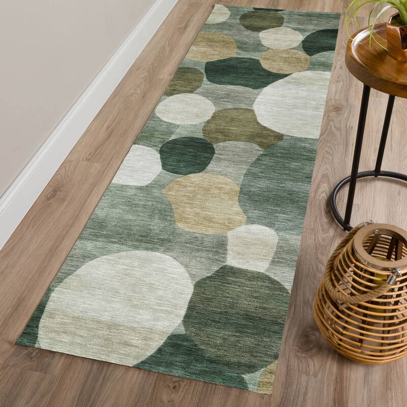 Machine Washable Indoor/ Outdoor Modern Circy Chantille Rug