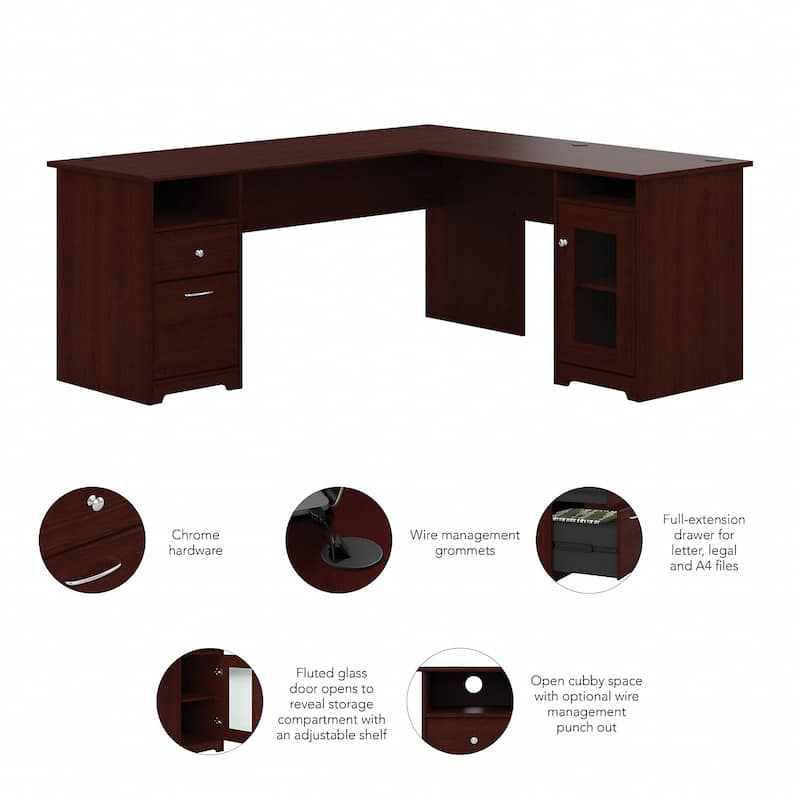 Cabot 72W L Shaped Computer Desk with Storage by Bush Furniture