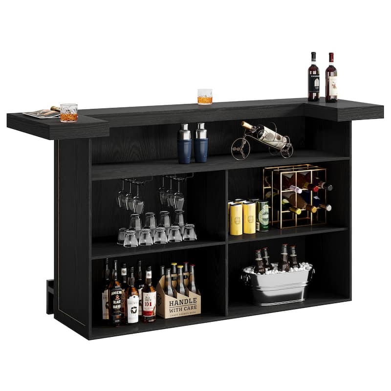 4-Tier Bar Table, 70.9-Inch Large Modern Home Bar Cabinet