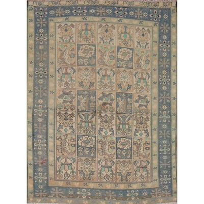 Multi-Color Distressed Bakhtiari Persian Vintage Wool Carpet - 5'0" x 6'8"