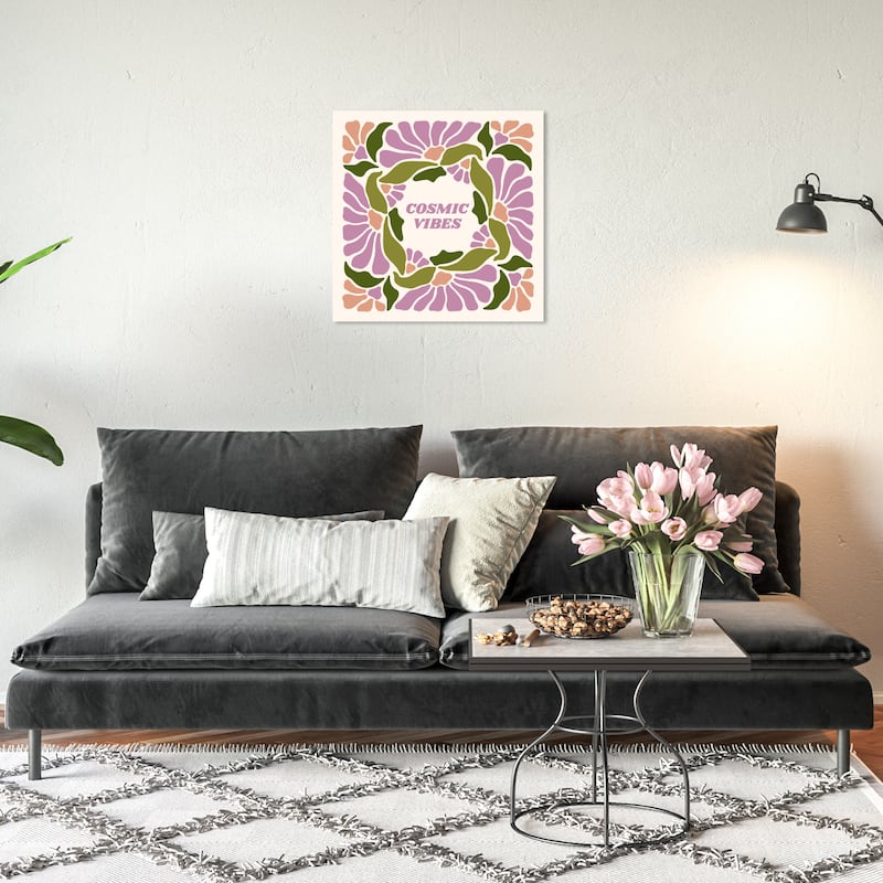 Wynwood Studio Canvas Typography and Quotes Cosmic Vibes Florals Purple Modern & Contemporary Wall Art Canvas Print