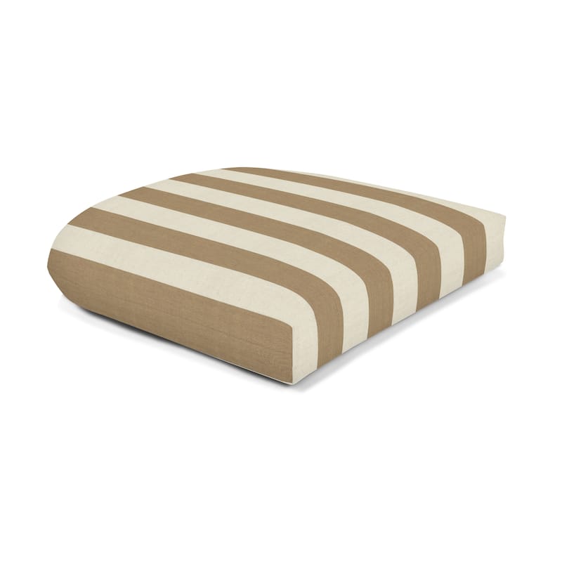 Sunbrella® Stripe Fabric 1-Piece Indoor/Outdoor Wicker Seat Pad Cushion, 19.5"W x 19.5"L, Brannon Redwood - 19.5"W x 19.5"L