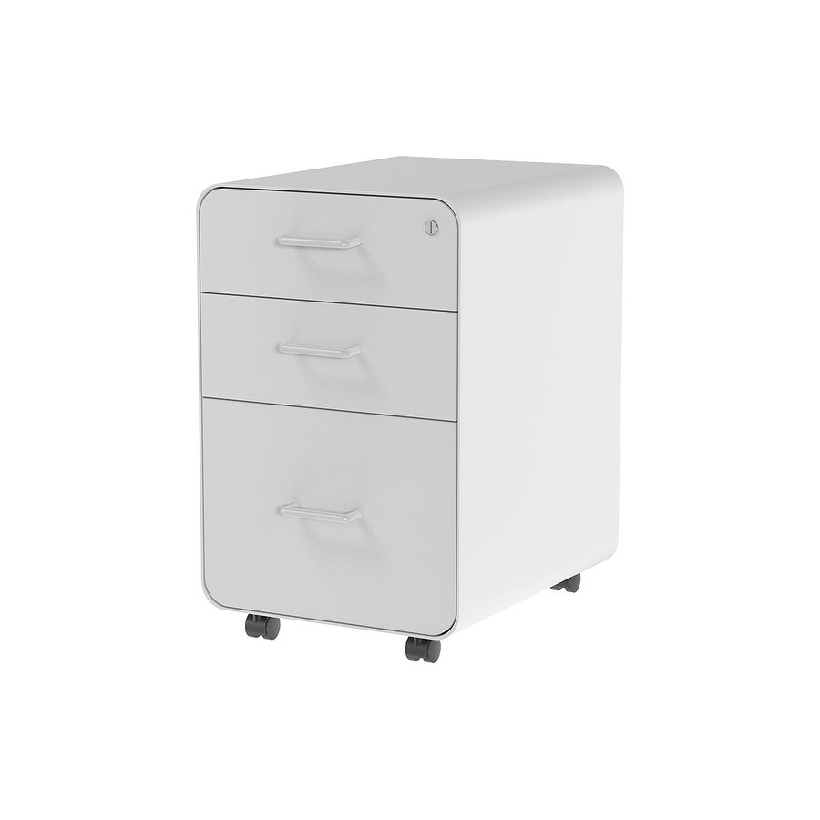 Shop Monoprice Round Corner 3 Drawer File Cabinet White With Lockable Drawer Workstream Collection Overstock 28532118
