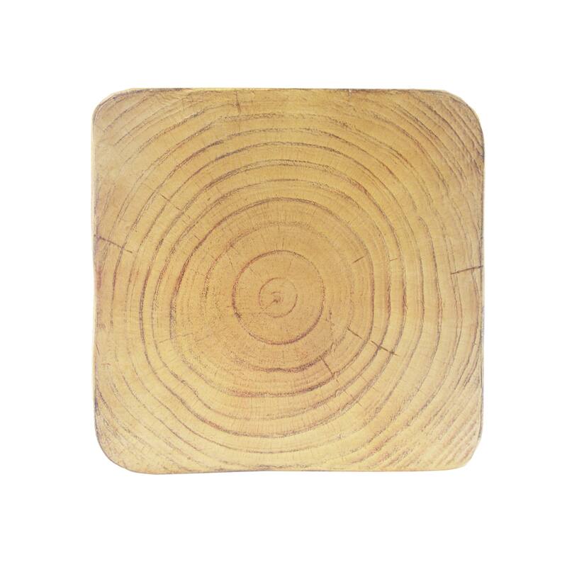 Roomfitters Twist Sculptural Outdoor Side Table, Wood-Look Lightweight Concrete Garden Stool