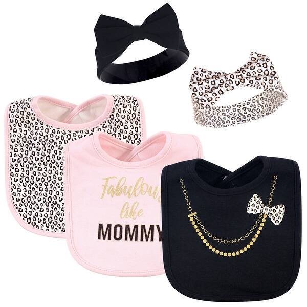slide 1 of 1, Little Treasure Baby Girl Cotton Bib and Headband Set 5pk, Fabulous Mommy - Fabulous Mommy - One Size One Size - Fabulous Mommy