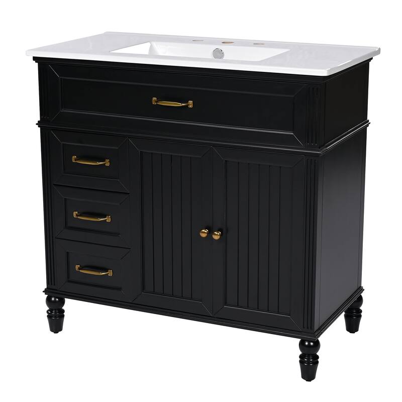 Christopher Knight Home Yvenith 36" Bathroom Vanity with Ceramic Sink - 36.00" Lx 18.5" W x 34.4" H