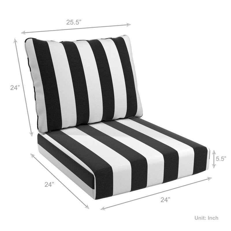 California Umbrella Outdoor Deep Seat Cushion Set, 24" x 48", 5.5" Thick Seat, Solstice Olefin Fabric