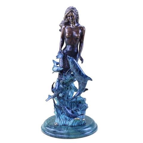 Mermaid with Dolphins Statue