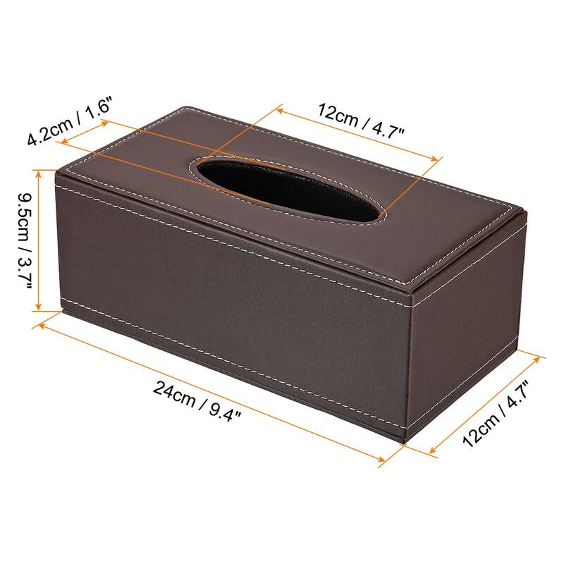 9.4x4.7x3.7" Tissue Box Cover, PVC Leather Waterproof Napkin Dispenser - Brown