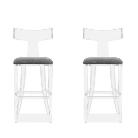 Acrylic Counter Stools With Soft Velvet (Set of 2)