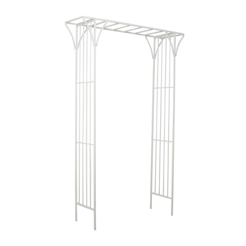 White or Black Metal Contemporary Garden Arbor with Lattice Work Sides