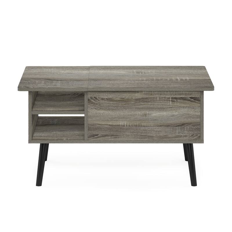Furinno Jensen Lift Top Coffee Table With Wooden Leg - French Oak Grey