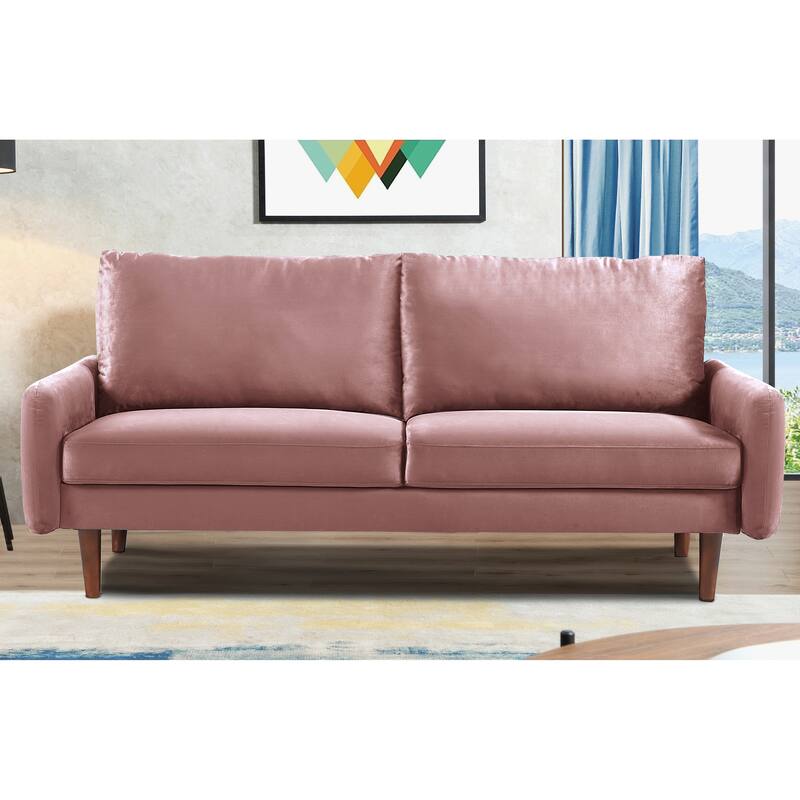 US Pride Furnitirue 70''W Tapered-Leg Velvet Sofa - Rose