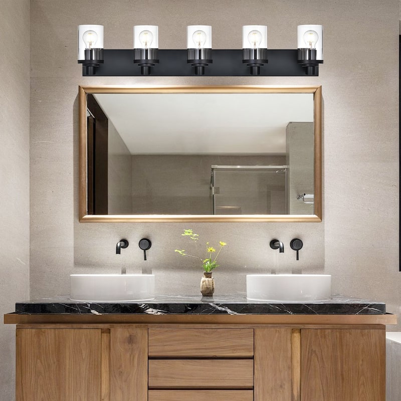 5-Light Vintage Bathroom Vanity Light with Clear Glass Shades