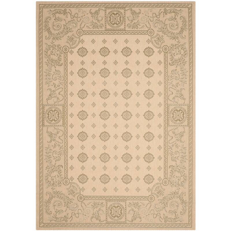SAFAVIEH Courtyard Beverley Indoor/ Outdoor Waterproof Patio Backyard Rug - 4' x 5'7" - Natural/Olive