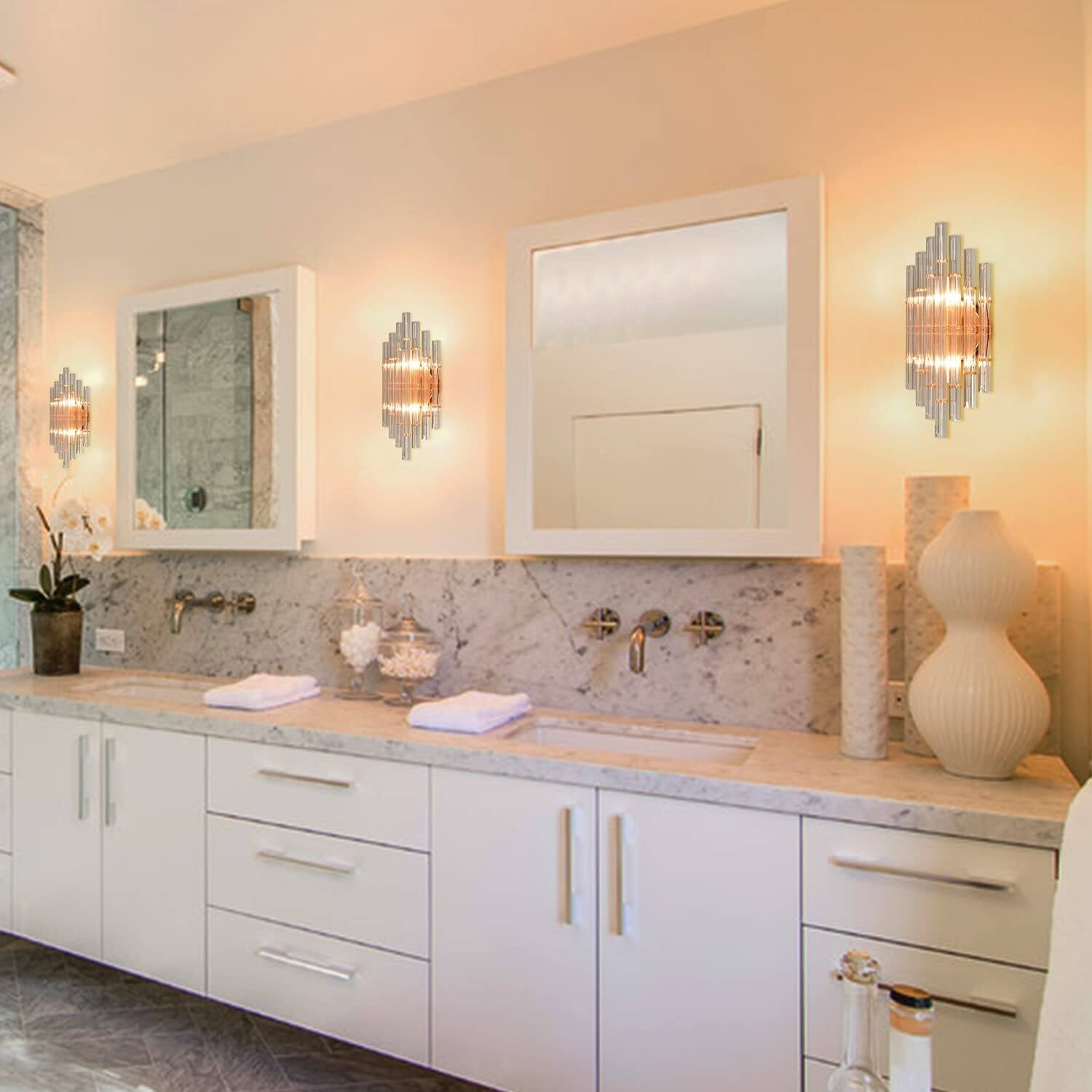 Cagliari Modern Brass Crystal Wall Sconce Bathroom Vanity Lights - On Sale - Bed Bath & Beyond ...