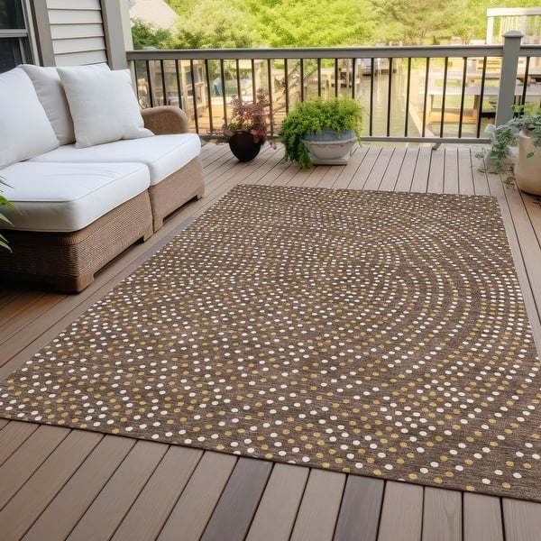 slide 2 of 113, Machine Washable Indoor/ Outdoor Modern Dotty Chantille Rug Brown - 10' x 14'
