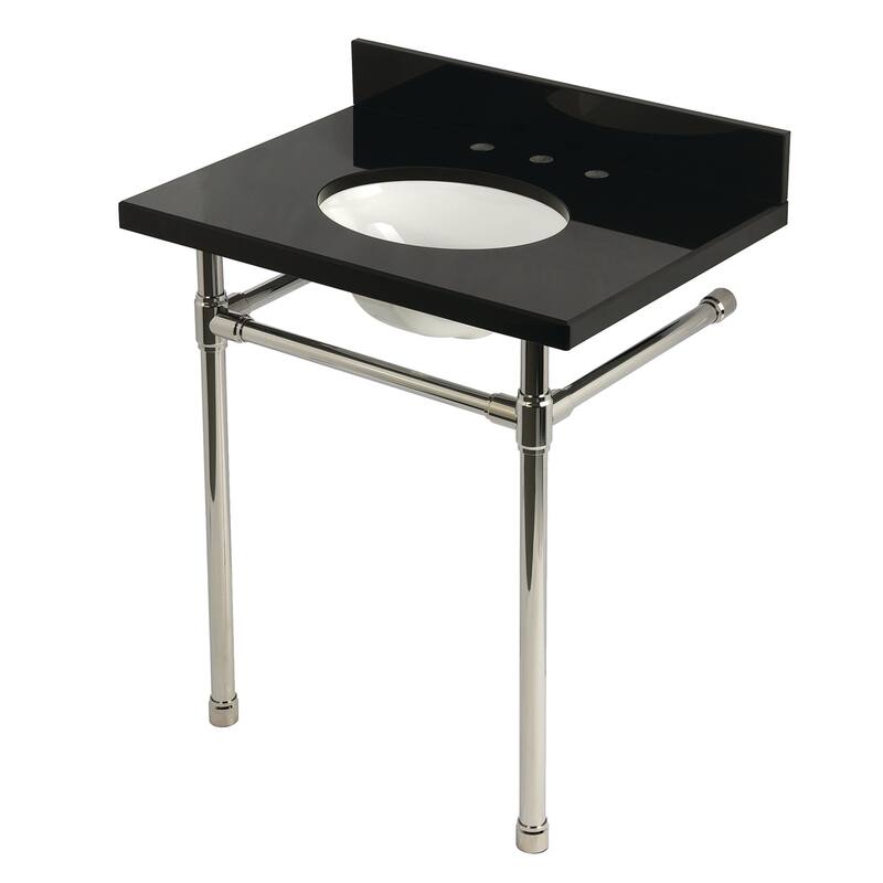 Kingston Brass KVPK30K8.ST Dreyfuss 30" Rectangular Granite, Stainless - Black Granite / Polished Nickel