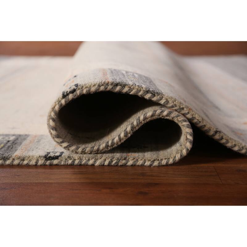 Tribal Beige Gabbeh Indian Area Rug Handmade Modern Wool Carpet - 5'4" x 7'7"