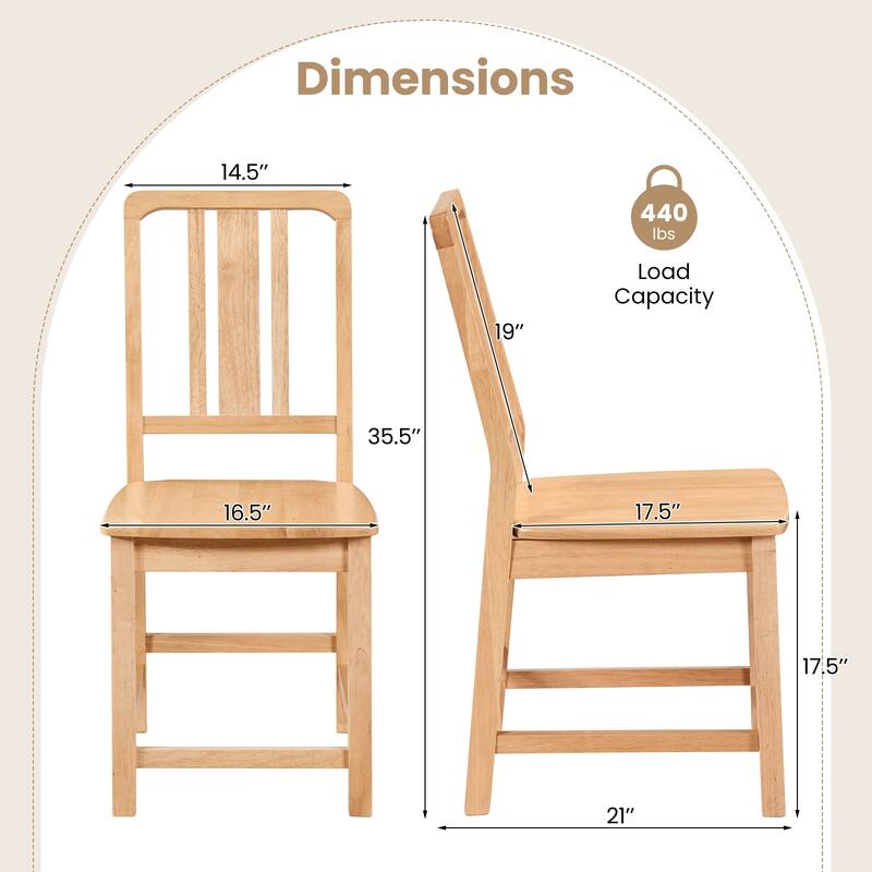 Gymax Dining Chairs Set of 2 Rubber Wood Dining Room Chairs w/