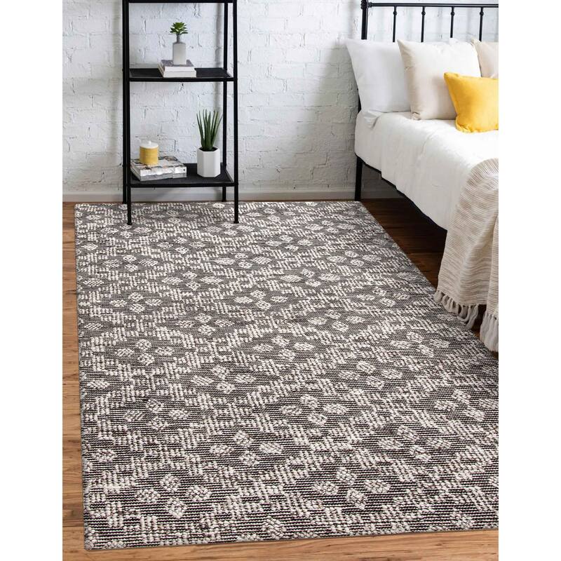 ECARPETGALLERY Braid weave Sienna Black Wool Rug - 5'2 x 7'9