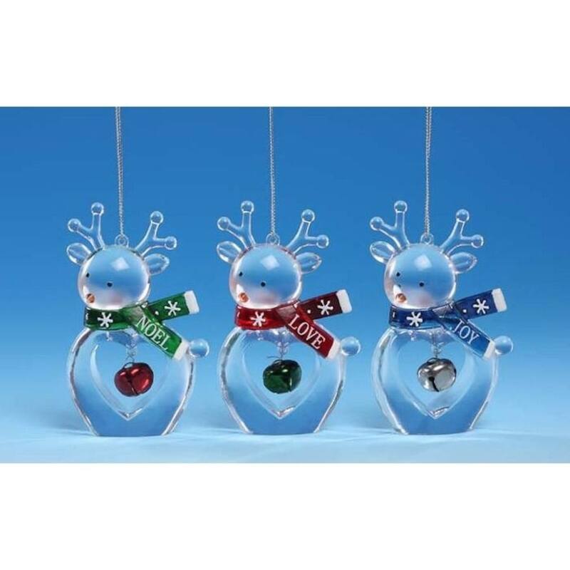 Club Pack of 12 Clear Icy CrystalChristmas Deer Ornaments 3.5"