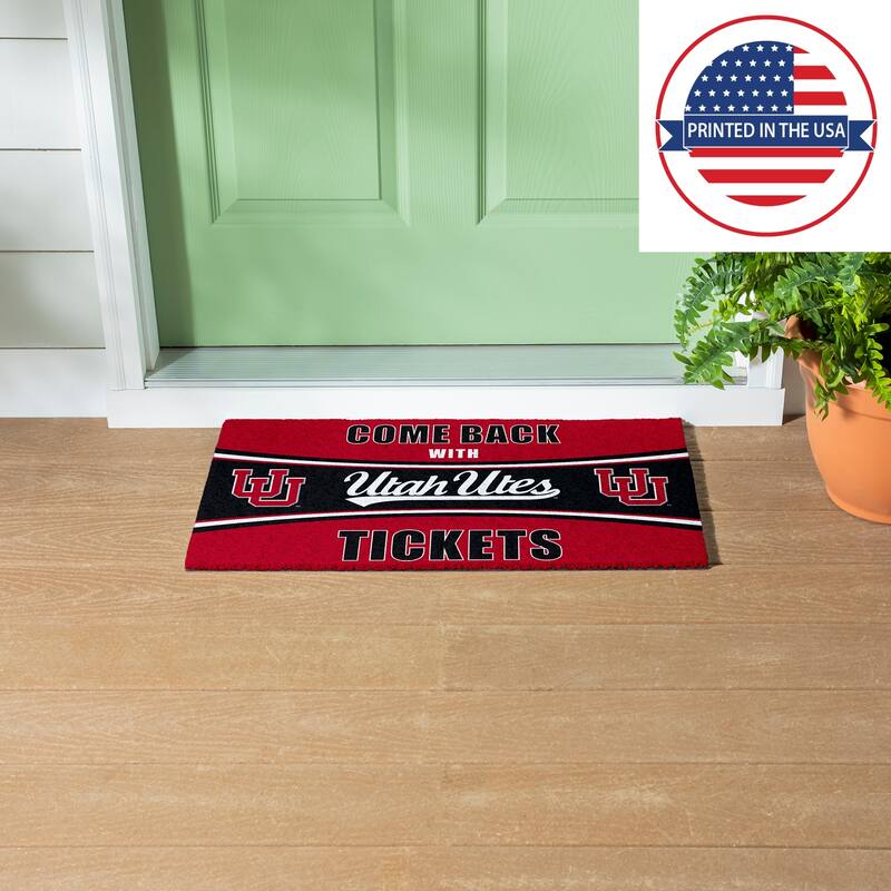 University of Utah 28 in. x 16 in. PVC "Come Back With Tickets" Trapper Door Mat